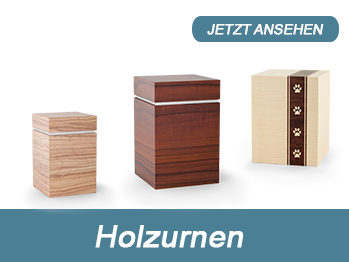 Diverse Tierurnen in Holz sowie verschiedene Materialen, Keramik,  Mamor 