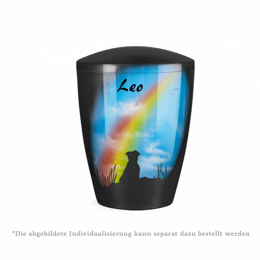 Tierurnen für den Außenbereich für Hunde und Katzen mit Regenbogen Hund Motiv