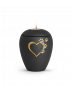 Preview: Tierurne Verona Farbe Schwarz mit Motiv Edition Star Herz-Pfoten und Teelichtdeckel