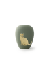 Preview: Das Bild zeigt zwei Varianten der Katzenurne "Siena" . Die linke Urne ist bündig mit einem Deckel geschlossen, während die rechte Urne im Deckel eine Vertiefung für ein brennendes Teelicht besitzt. Beide Urnen haben eine matte, samtig wirkende Oberfläche.