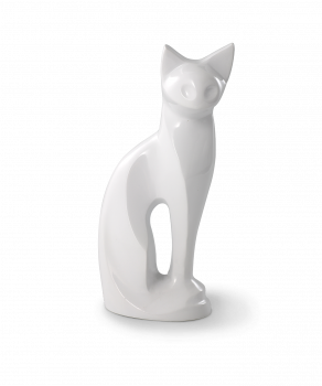 Pet Urn Edition Sculpture Brass Cat Shape Colour: White