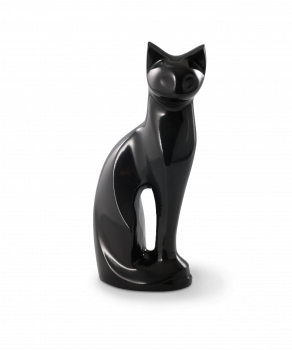 Pet Urn Edition Sculpture Brass Cat Shape Colour: Black