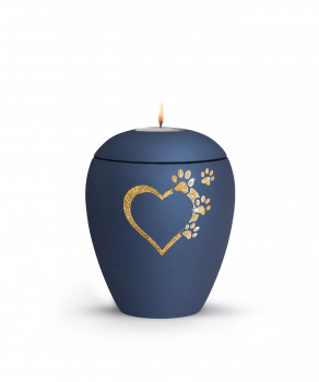 Pet Urn Verona Colour Navy with heart-paws lid cheap