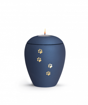 Tierurne in Navy 4 Pfoten mit Teelichtdeckel