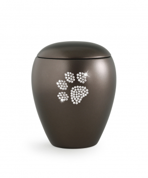 Tierurne Crystal mit Kristall Pfote Farbe: Perlmutt Chocolat 2,8 Liter
