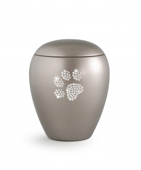 Tierurne Crystal mit Kristall Pfote Farbe: Perlmutt Fumé 2,8 Liter