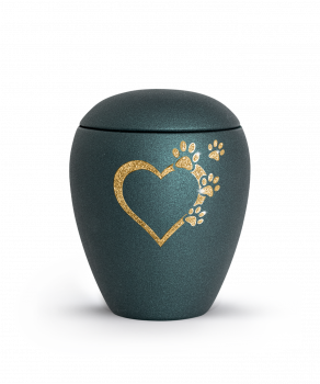 Tierurne Edition Verona Motiv Star "Herz-Pfoten" Farbe: Petrol