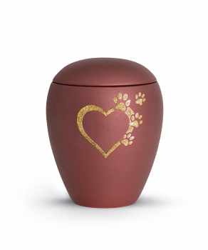Tierurne Edition Verona Motiv Star "Herz-Pfoten" Farbe: Rubin