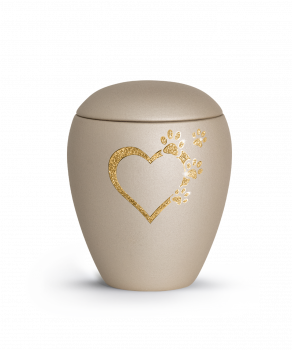 Tierurne Edition Verona Motiv Star "Herz-Pfoten" Farbe: Champagner