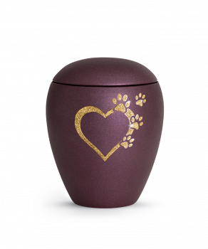 Pet Urn Edition Verona Motif Star "Heart Paws" Colour: Berry