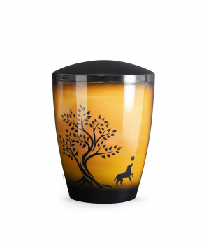 Tierurne Edition Airbrush Motiv: "Hund Baum" versch. Größen