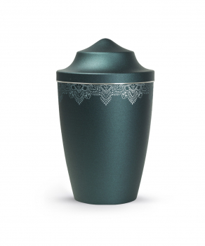 Pet Urn Metal with Almond Motif and Crystals