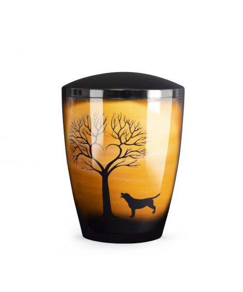 Airbrush Tierurne mit Motiv Hund Herzbaum