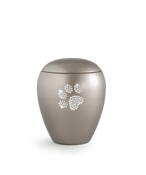 Schöne Tierurnen Crystal Fumé mit Kristall-Pfote