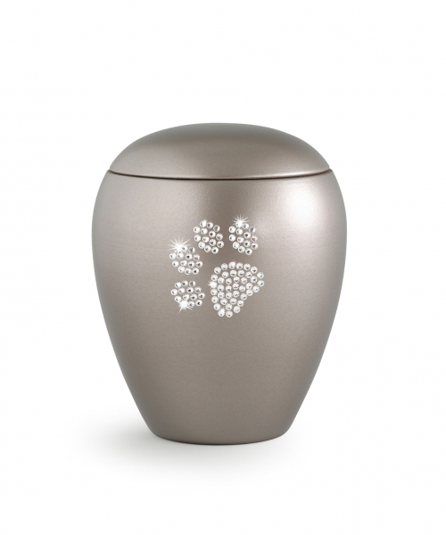 Schöne Tierurnen Crystal Fumé mit Kristall-Pfote