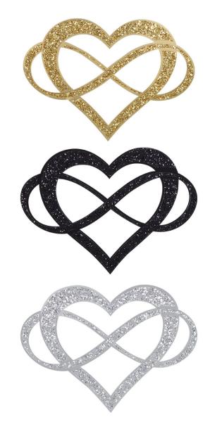 Tierurne personalisiert Glittermotiv Star Herz Unendlichkeitszeichen