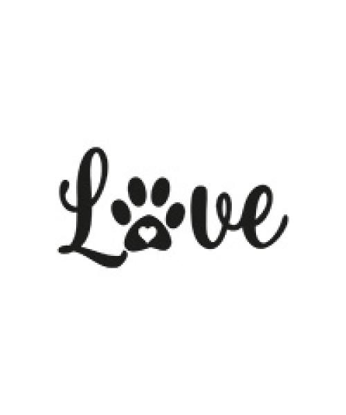 Folienmotiv Schriftzug LOVE mit Pfote