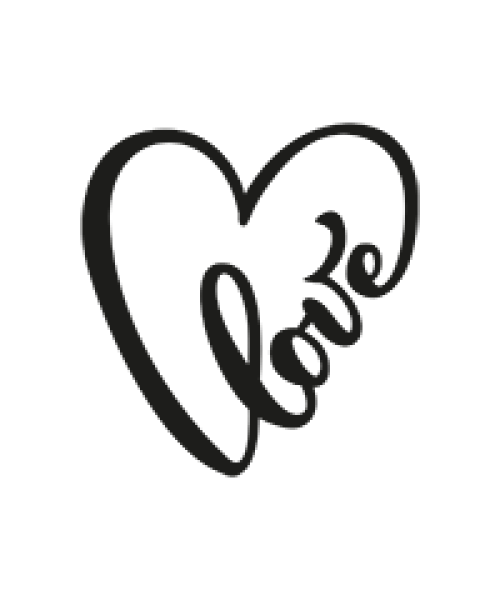 Folienmotiv Schriftzug Love mit Herz