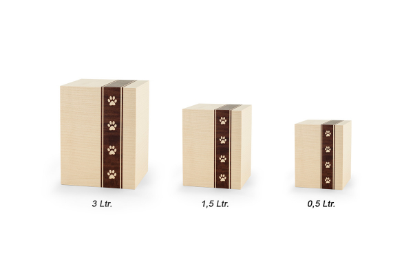Tierurne Holz Kanadischer Ahorn mit Pfotenband