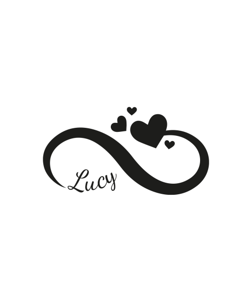 Laser engraving motif infinity heart name "Lucy" cat urn