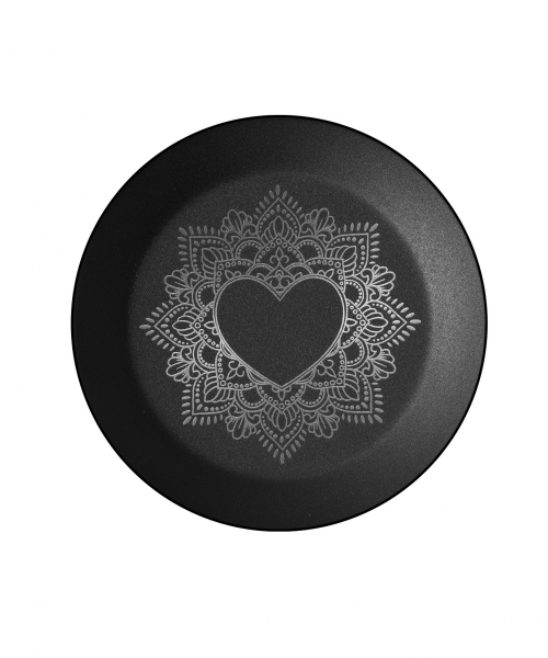 Urnendeckel mit Mandala Herz M2 schwarz