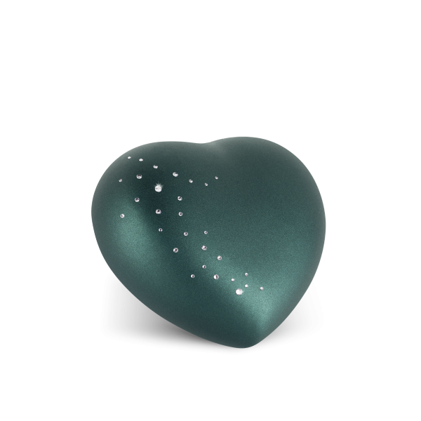 Heart Urn Colour Petrol with Startrail for Dogs and Cats