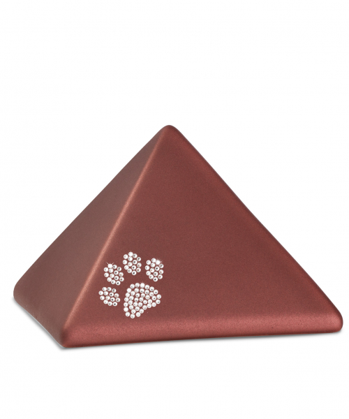 Ceramic urn pyramid with crystal paw various colours different sizes