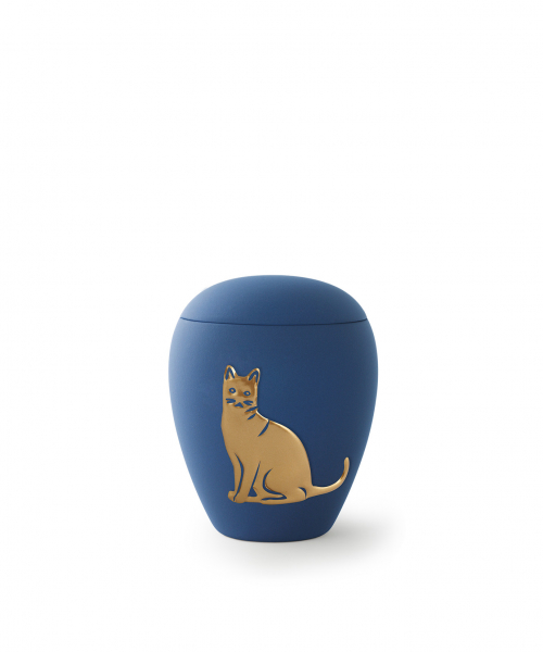 Animal Urn with Cat Relief in Glold with or without Tealight Holder