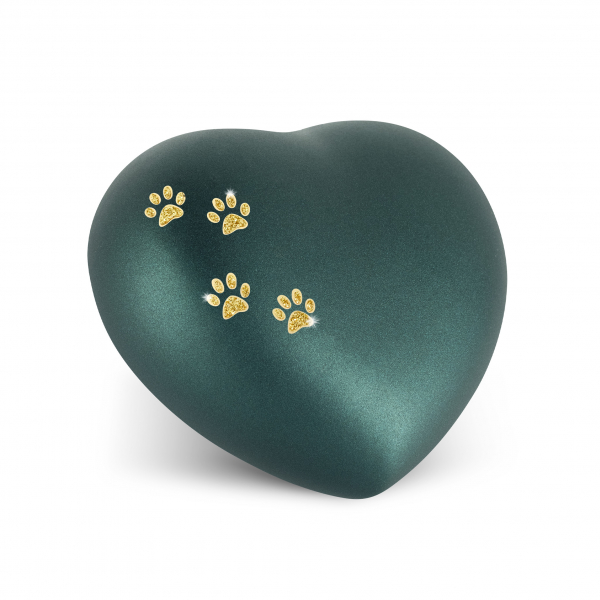 Heart Urn 4 paw Colour Petrol for Dogs and Cats