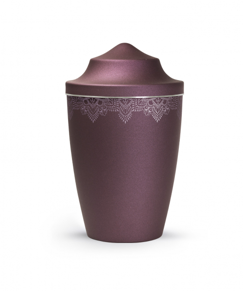 Pet Urn Metal with Almond Motif and Crystals