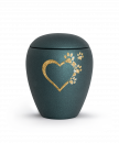 Pet Urn Verona Colour Petrol with heart-paws