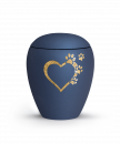 Pet Urn Verona Colour Navy with heart-paws