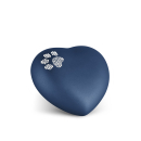 Heart Urn Colour Navy with Paws for Dogs and Cats