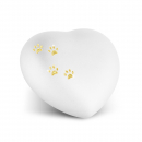 Heart Urn 4 paw Colour White for Dogs and Cats